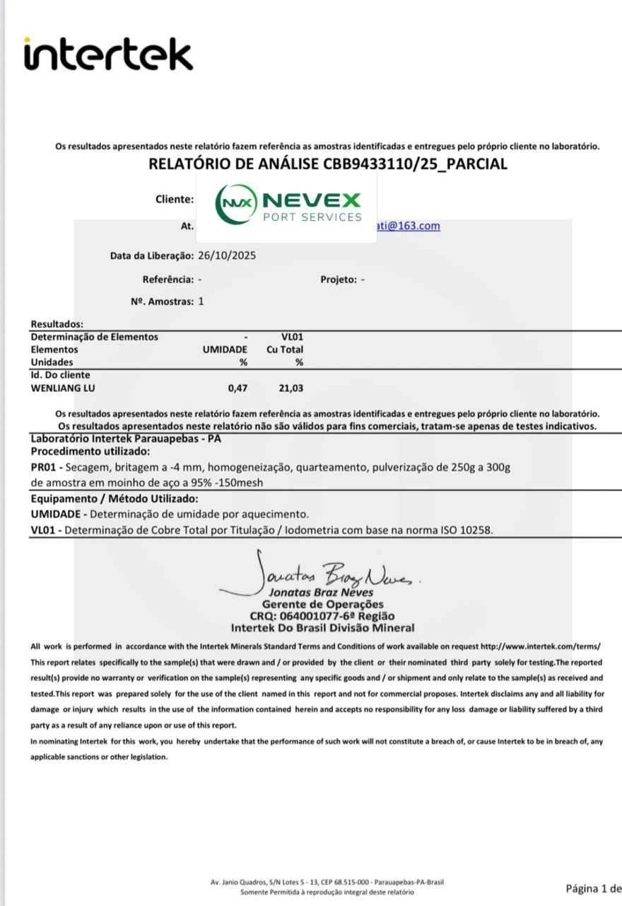 Copper Ore Chemical Analysis
